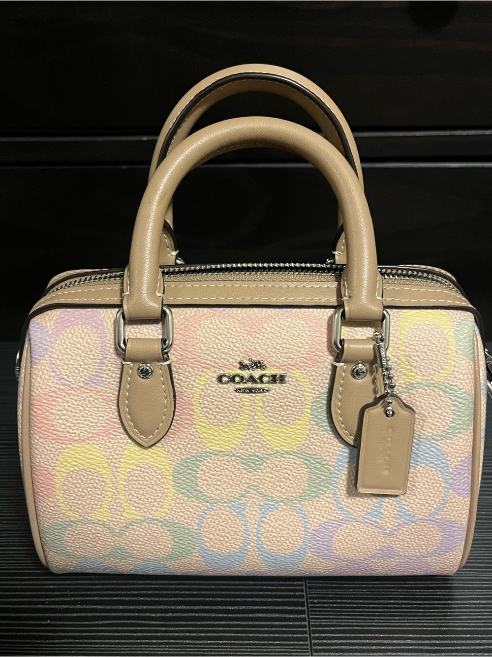 Coach Mini Rowan Signature Canvas Sand Multi Color